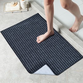 Yancorp 17"x30" Ultra Thin Bathroom Rugs Low Profile Bath Rug Fit Under Door Non Slip Door Mat,Machine Washable Shower Rug,Quick Dry Bathroom Floor Mat,Faux Jute Rug Super Absorbent