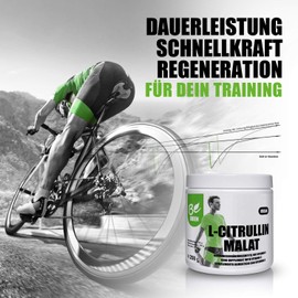 BeGreen L-Citrulline Malate Powder, L-Citrulline DL Malate in the Ideal Quantity Ratio 2:1 with High Dose Vitamin C for Additional Metabolic Power, Made in Germany, Fatigue Down, Performance Up