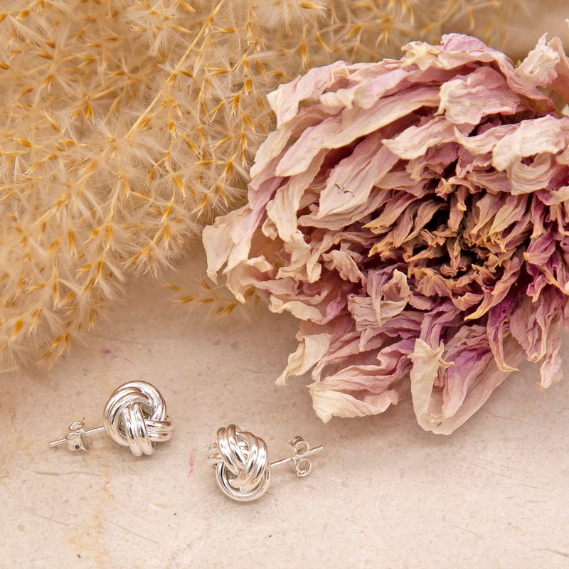 Tuscany Silver Knot Stud Earrings