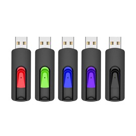 RAOYI 5Pack 64GB USB Flash Drive USB Stick USB 3.0 Memory Stick Slide Retractable Thumb Drive 64G USB Drive USB Key for Data Storage (Black Red Blue Green Purple)