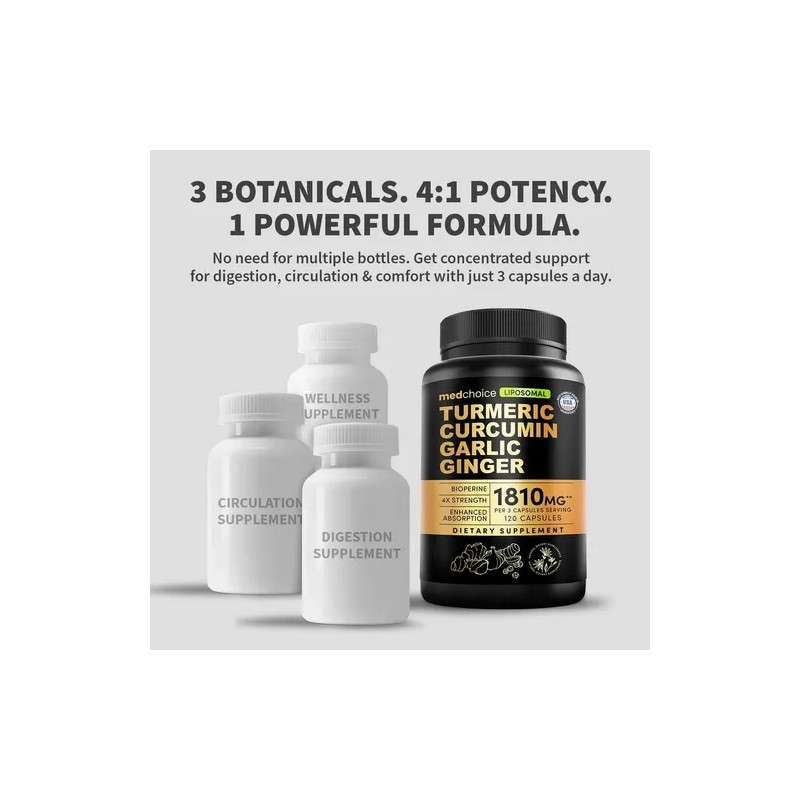 Suplemento Nutricional Cúrcuma Liposomal MedChoice 120 Cápsulas