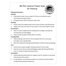 100+ Climbing Jasmine Flower Seeds Fragrant Plant for Planting Garden Home Four Seasons Evergreen Silver Jasmine Garden Balcony Climbing Flower Non-GMO