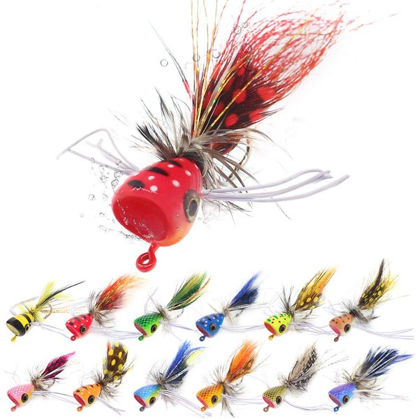 Popper-Flies-for-Fly-Fishing-Topwater-Panfish-Bluegill-Bass-Poppers Flies Bugs Lures