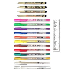 G.T. Luscombe Company, Inc. Pigma Micron/Gelly Roll Bible Journaling & Lettering Pen Set | No Bleed Pigmented Ink | 01 Fine, 03 & 05 Medium, Graphic 1 Bullet Point & Assorted Gelly Rolls (Set of 17)