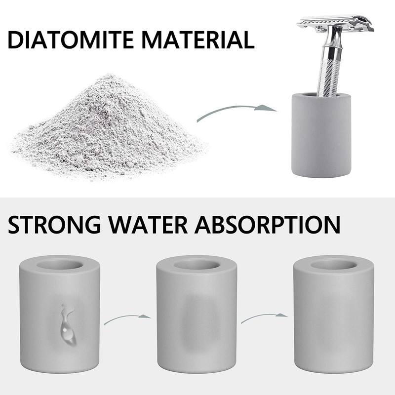 Linkidea 2 Pack Safety Razor Stand Opening Diameter 0.8"(2.2cm) Diatomaceous