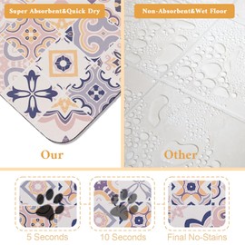 Dog Food Mat for Floors Waterproof Quick Dry Pet Placemat Cat Feeding Bowls Mats for Food and Water, Eco-Friendly Dog Accessories Diatomite Pets Supplies 12" X 20"