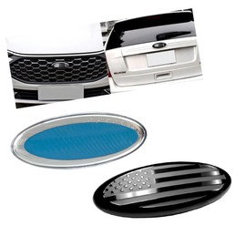 SANRILY 5.7 Inch Black Oval American Flag Emblem for Ford F150 F250 F350 5.7" x 2.3" Decal Badge Nameplate for Ford Edge Explorer Ranger Car Emblem Replacement Cover