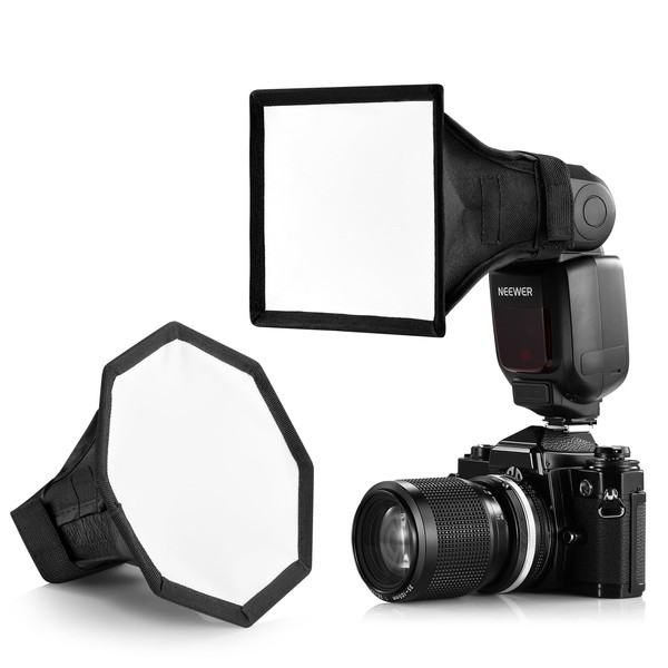 NEEWER Pack of 2 Flash Diffuser Softboxes for Flash Units (15 cm Octagonal, 6 x 5 Inch Square), Foldable with Bag, Compatible with Canon Nikon Sony Godox Neewer Z760 NW700 NW620 TT560 NW635II, NS2P