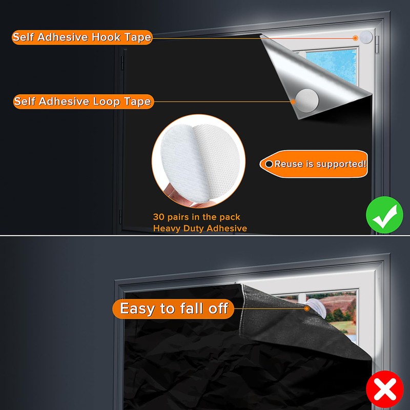 Blackout Blinds, (100 x 145CM) Portable Blackout Curtains, 100% Blackout