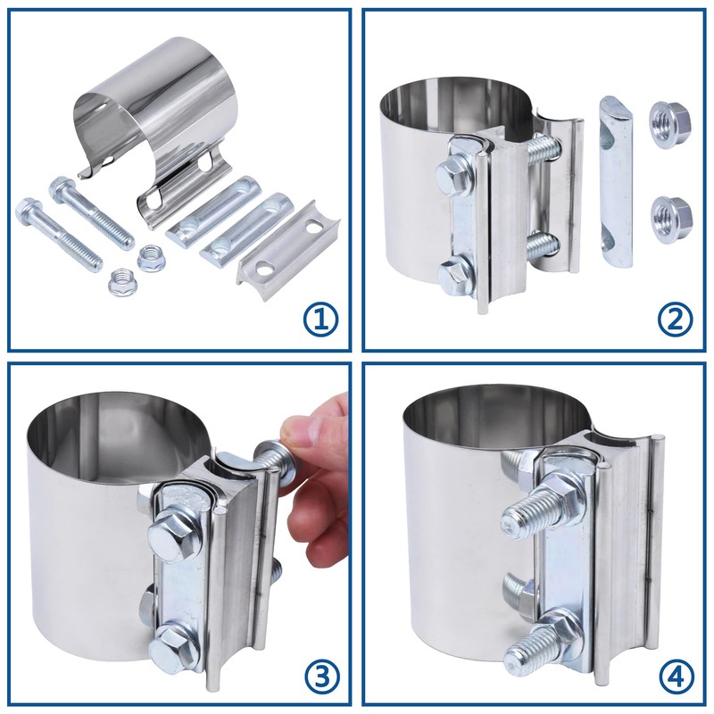 Exhaust Pipe Clamp 4.0 Inch Butt Joint Exhaust Clamp for