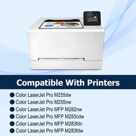 206A Toner Cartridges 4 Pack Works with HP Color LaserJet Pro MFP M283fdw,MFP M283cdw,M255dw,M255nw,M255,M282nw,M282,M283 Printers