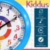 Kiddus Wanduhr für Kinder. Analoger Zeitlehrer mit Zeitlernübungen. Stilles Uhr.