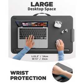 SAIJI Laptop Lap Desk, Portable Laptop Desk for Bed - Fits Up to 17" Laptops & MacBook,Lightweight Lap Tray Table with Storage Drawer, Lap Desk with Cushion, Lap Stand for Bed & Couch