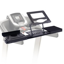 Treadmill Desk Attachment, Laptop Holder Adjustble Height Width, Workstation for Treadmill Handlebars, Universal Treadmill Table with Cup Holder and Tray