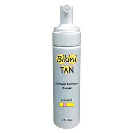BIKINI TAN - Sunless Self Tanning Foam Mousse - MEDIUM - 7 oz + INCLUDES: Applicator Mitt, Application Gloves and Best Fake Tanner Lotion Spray Sample – Gorgeous, Natural Looking Tan Lasts 7 Days