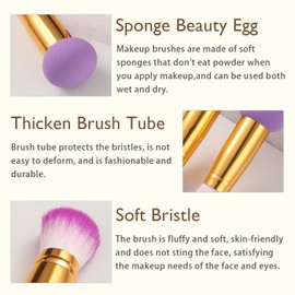 Kpeuuef 3 PCS Makeup Brush Set,Double Ended Makeup Sponge Brush,Two in One Multi Function Foundation Brush for Liquid Makeup Portable Makeup Brush for Blush Eyeshadow(Purple)