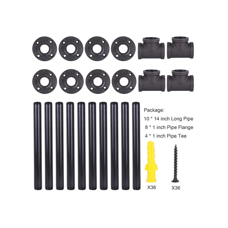 Niubid 28 Inch Industrial Pipe Table Leg Set - Iron