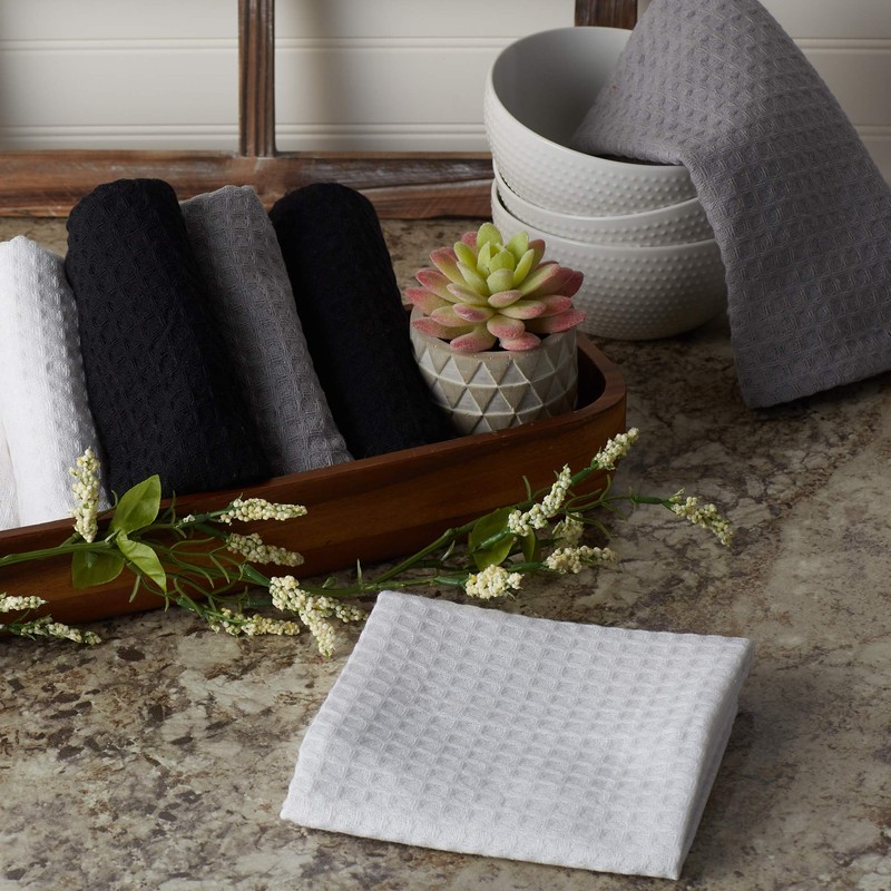 DII Recycled Cotton Kitchen Collection Dishtowel Set, 18x26, Assorted Neutrals,