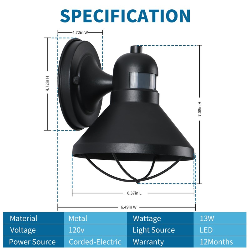LONEDRUID 2 Pack Motion Sensor Outdoor LED Wall Light Dusk