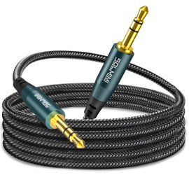 SOLMIMI Aux Cable (2.4 M) 3.5mm Male to Male Stereo Audio Cable Aux Cord for Car, Headphones, Home Stereos, Speakers, Smartphone, Pad [Hi-Fi Sound, Nylon Braided]- Jade Green