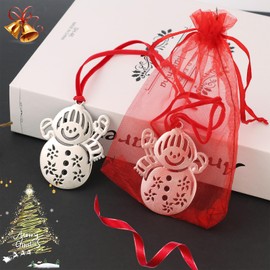 Set of 8 Snowman Christmas Hanging Ornaments,Silver Christmas Ornament for Xmas Tree Decor, Christmas Tree Ornament Decoration Holiday- Snowman Christmas Tree Ornament Gift (Snowman)