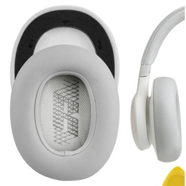 Geekria QuickFit Protein Leather Replacement Ear Pads for JBL Live 650 BTNC, Lifestyle E65BTNC, Duet NC, Live 660 NC Headphones Ear Cushions, Headset Earpads, Ear Cups Repair Parts (Grey)