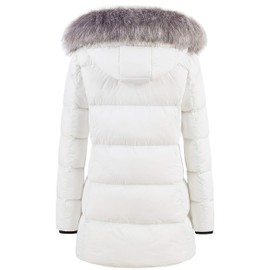 CREATMO US Ladies Puffy Coats Jacket Thickened Long Parka Winter Down Parka Puffer Coats White XL