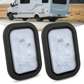 Nilight 2 Pcs 5 X 3 Inch 10 Led White Rectangular Trailer Tail Light