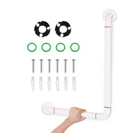 Hoanmpy ABS Stainless Steel Stylish L-Shaped Safety Handrail,20.7 * 14.8Inch Bathroom Mobility Aid Handrail, Wall Mounted Support Assist Shower Handle for Elderly Handicap