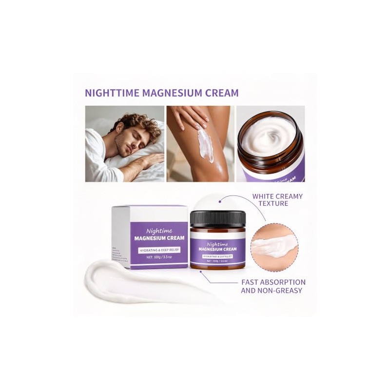 Nighttime Magnesium Cream, Lavender Body Lotion (1 Pcs)