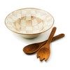 MACKENZIE-CHILDS Enamel Salad Serving Set, Enamel Bowl and Wooden Salad