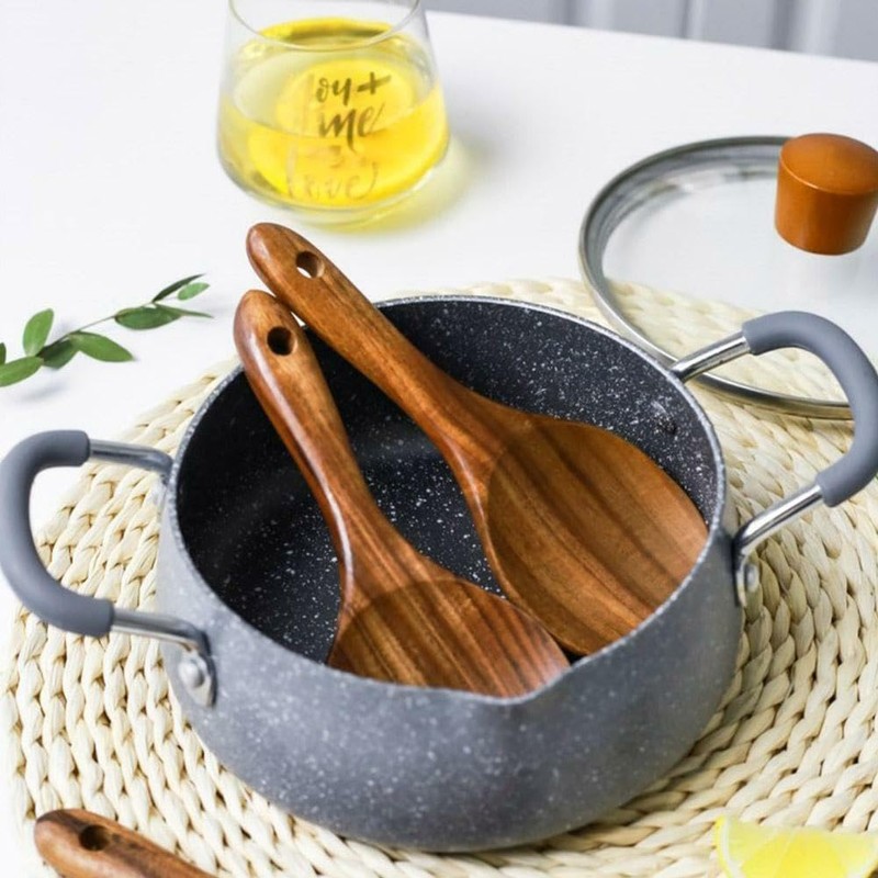 Wooden Rice Spoon,Non Stick Rice Paddle Heat Resistance Serving Spoon,