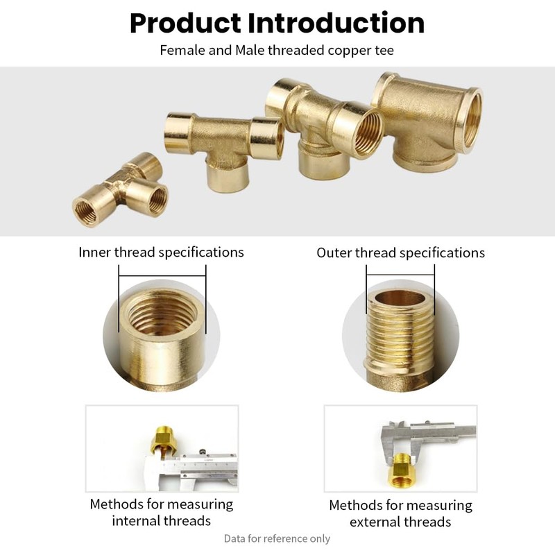 MOUMOUTEN Brass Pipe Fittings, Full Male Thread Cross 4 Tee