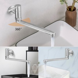 MEOMER MEOMER Bathroom Wall Mounted Faucet Stainless Steel Horizontal Faucet Single Handle Bathroom Faucet Wall Mounted Bathroom Faucet 180 Degree Rotation