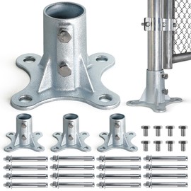 Epcee Post 2" (1 7/8" OD) Chain Link Fence Post Floor Flange Bracket, for Chain Link Fence Posts, Mailboxes, and Other Steel Round Post Galvanized Anchor Flange Bases (4 Pack)