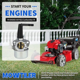 696065 697422 Carburetor Kit for BS 110402 110412 215369 5HP 5.5HP 6HP 6.5HP Tiller Engine Car with Mounting Gaskets Rototiller Troy Generator Intek Motor Water Pump Carb Kit