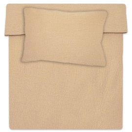 Totsy Baby mussola Copripiumino lettino neonato 90x120cm - Cotone parure di copripiumini per culla Set lenzuolo per piumino Beige con federe 60 x 40 cm certificazione Oeko-Tex