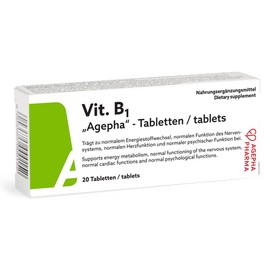 AGEPHA PHARMA Vitamin B1 Tablets | High Dose Thiamin Tablets for Nerve Pain Nervous Disorders Memory and Concentration Problems | Supports Metabolism | EU Quality | Free of Additives