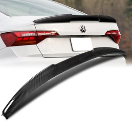 HYPERSPEED Real Carbon Fiber Trunk Spoiler Wing Lip kit Rear Lip kit V-Style Fit for 2019-2024 Volkswagen VW Jetta Sedan, Car Mods Exterior Accessories Replacement Parts Assembly, 2020 2021 2022 2023