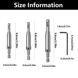 3 Piece Hinge Drill Bit Self Centring, Self Centering Drill Bit Set, Centre Drill Bits, for Door, Window, Cabinet Hinge Pilot Hole(2.4mm, 2.8mm, 3.6mm)