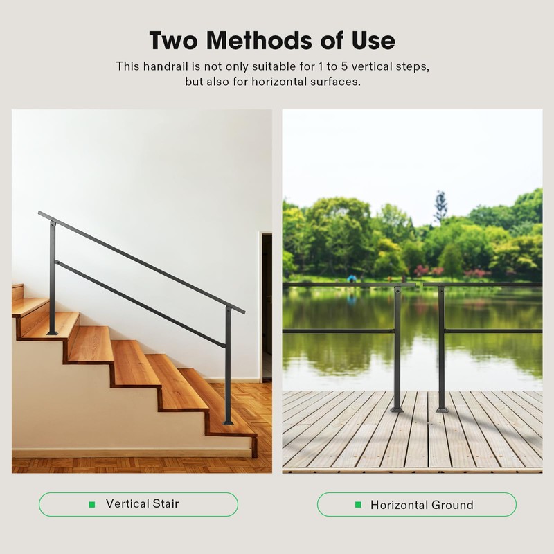 VIVOSUN Outdoor Handrail, 5 Step Stair Handrai, 69" x 36"
