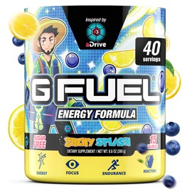 G fuel aDrive Energy Drink Powder, Pre Workout Caffeine Mix for Gaming, Sugar Free Focus Amino, Vitamin + Antioxidants, 9.9oz (Blueberry & Lemonade, 40 Servings)