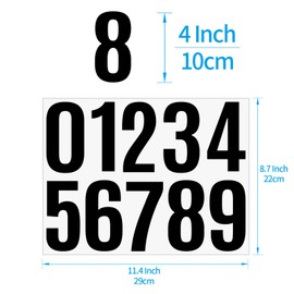 4 inch Mailbox Number stickers,6 Sheets Address Numbers for House,Self Adhesive Number Sticker for outside,Trash Cans Numbers,Large Vinyl Number Stickers for Car Home Signs Doors(Black)