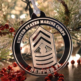 US Marine Corps Master Gunnery Sergeant Chevron Mirror Acrylic Christmas Tree Ornament
