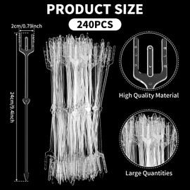 240 PCS Flower Card Holder Stick,Plastic Floral Picks for Card Photo Floral Bouquet Arrangement Valentine's Day Wedding Birthday Party Decoration (Fork Shape, 9.4 Inch)