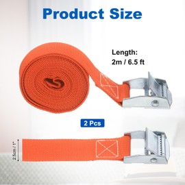 uxcell 2 Pcs Lashing Strap with Buckle 1" x 6.5 ft Adjustable Cam Buckle Tie Down Cinch Straps Heavy Duty Load Up to 330 lbs for Motorcycle Cargo Truck Luggage, Orange
