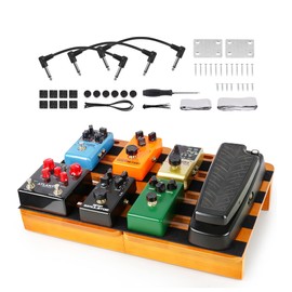 Wooden Pedal Board Guitar Effects 2-in-1 Pedalboard, 17.3" Big Capacity Pedalboard with Cable Supply Pedalboard Set Guitar Accessories