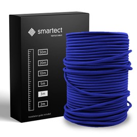 smartect Fabric Electric Cable, Dark Blue, 3 Metre Vintage Lamp Cable, 3-Core (3 x 0.75 mm²), Power Cable, Covered in Fabric, for DIY Projects