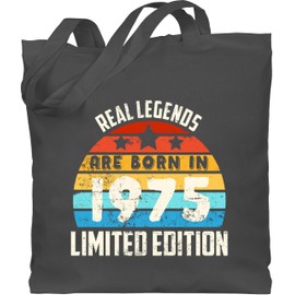 Shirtracer - Cotton Bag - 50th Birthday - Real Legends are Born in 1975 Limited Edition Vintage Fiftieth, 1 Dark Grey, Unit size