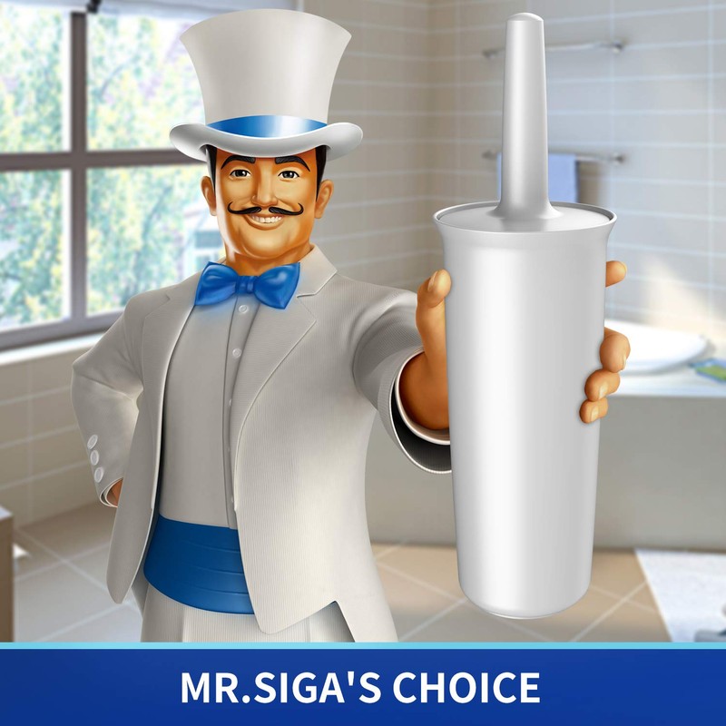 MR.SIGA Toilet Bowl Brush and Holder for Bathroom, White, 1